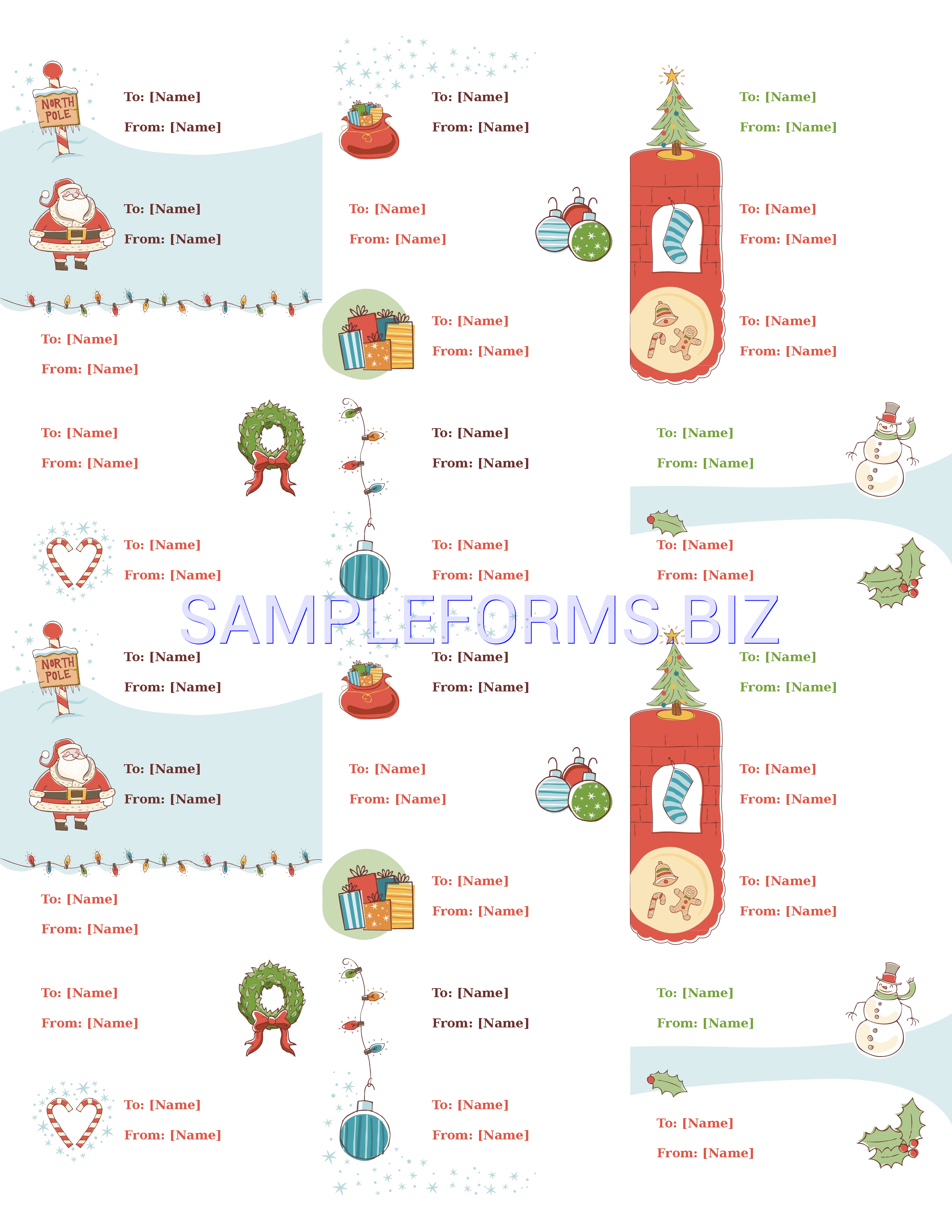 Preview free downloadable Christmas Gift Tag Label Template in PDF (page 1)