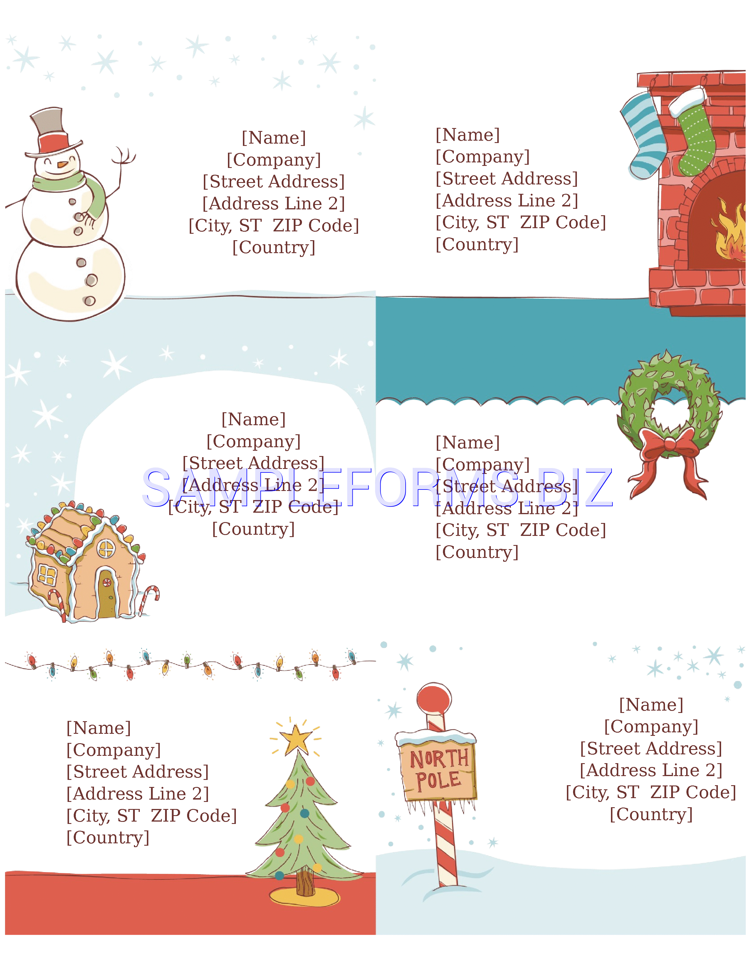 Preview free downloadable Christmas Shipping Label Template in PDF (page 1)